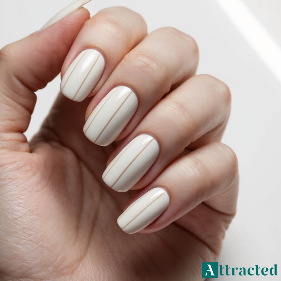 Paznokcie mleczne z subtelnymi paskami
