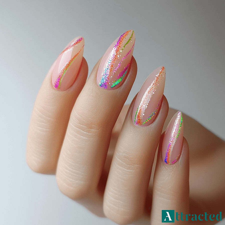 Neonowe paski z brokatu na naturalnej bazie