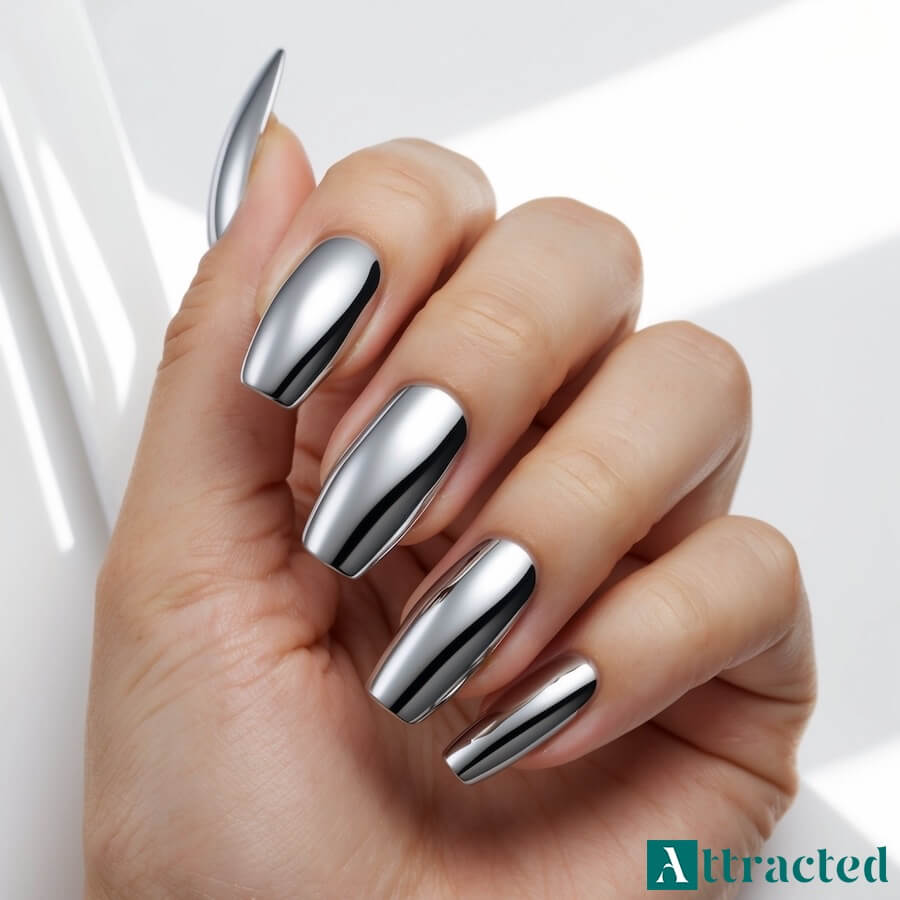 Paznokcie chromowane srebrne