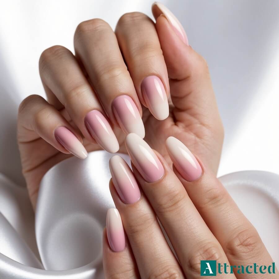 Paznokcie ślubne baby boomer w odcieniach nude