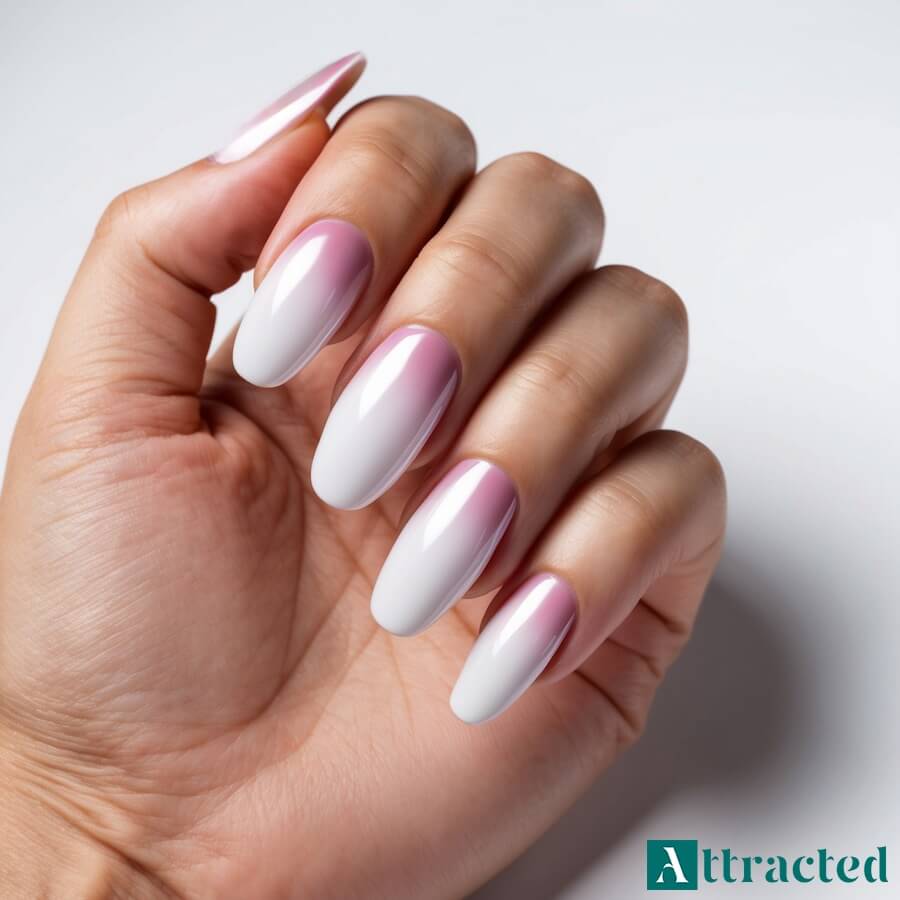 Paznokcie ślubne baby boomer z perłowym połyskiem