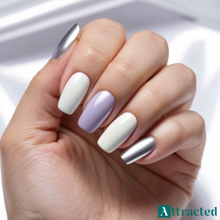 Delikatne paznokcie ślubne w stylu chrome