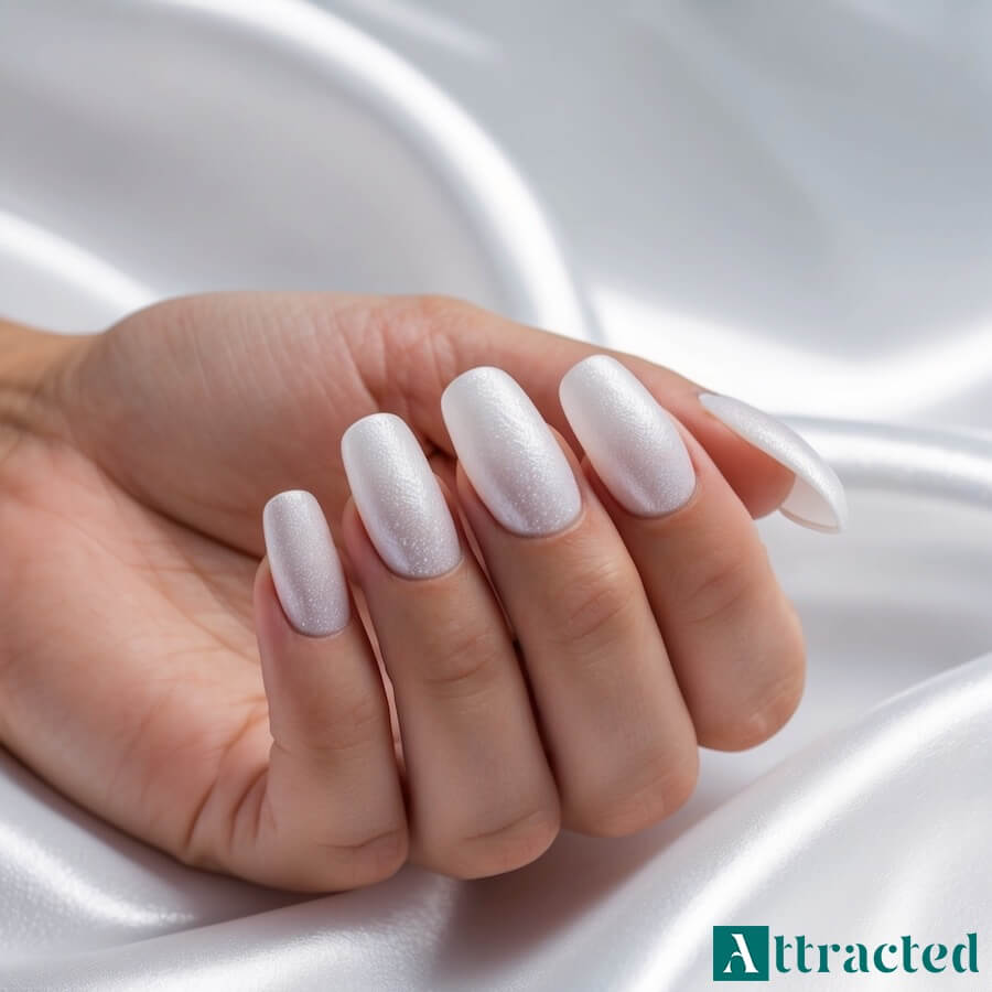 Delikatne paznokcie ślubne z efektem szronu