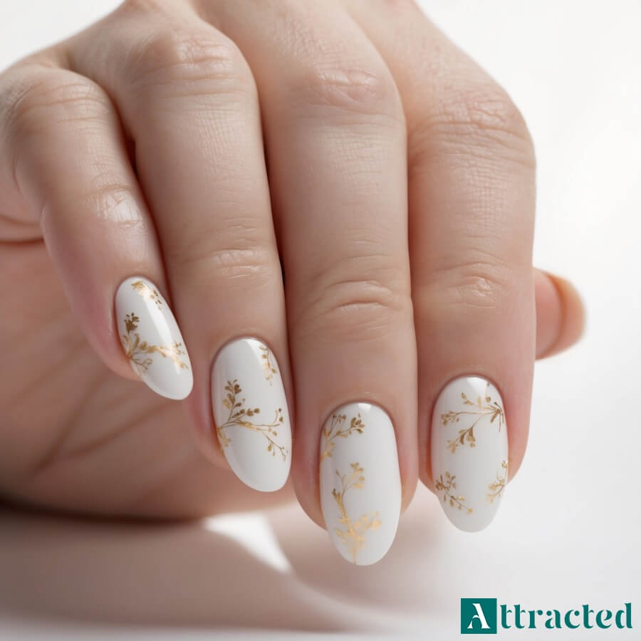 Delikatne paznokcie ślubne z kwiatowym wzorem