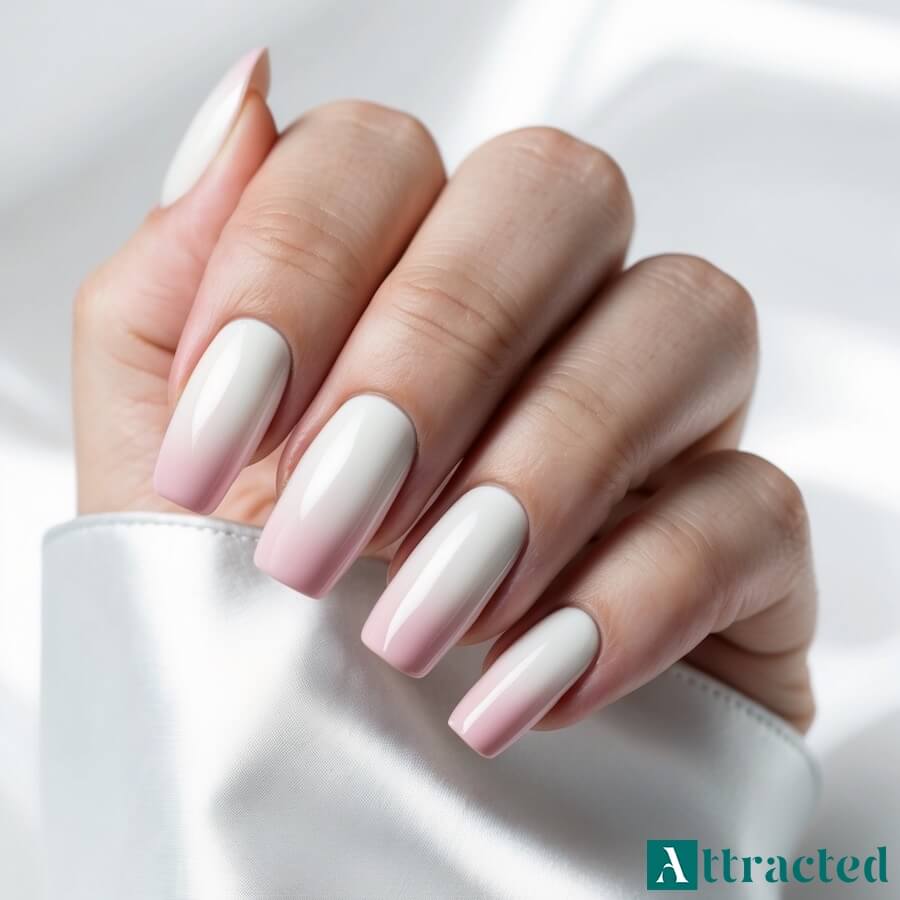 Delikatne paznokcie ślubne z różowym ombre