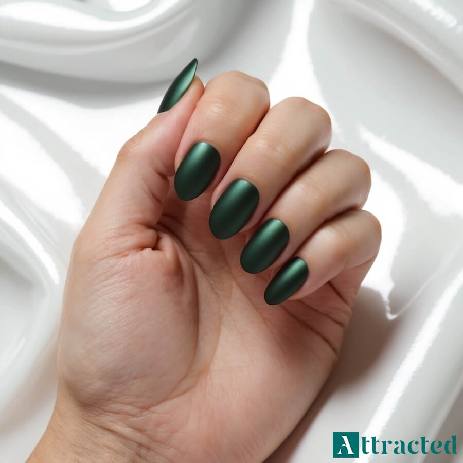 Paznokcie w kolorze leśnej zieleni