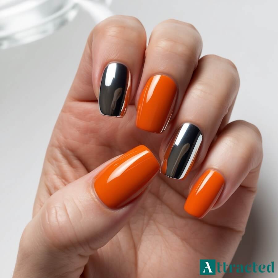 Jesienne paznokcie chrome