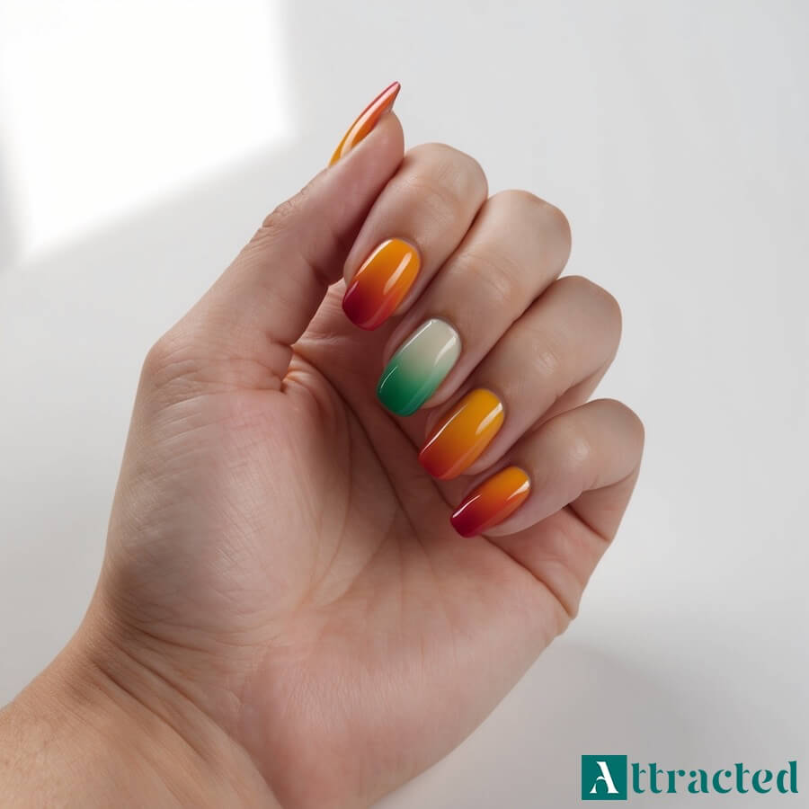 Jesienne paznokcie w stylu skittles zwyczajne