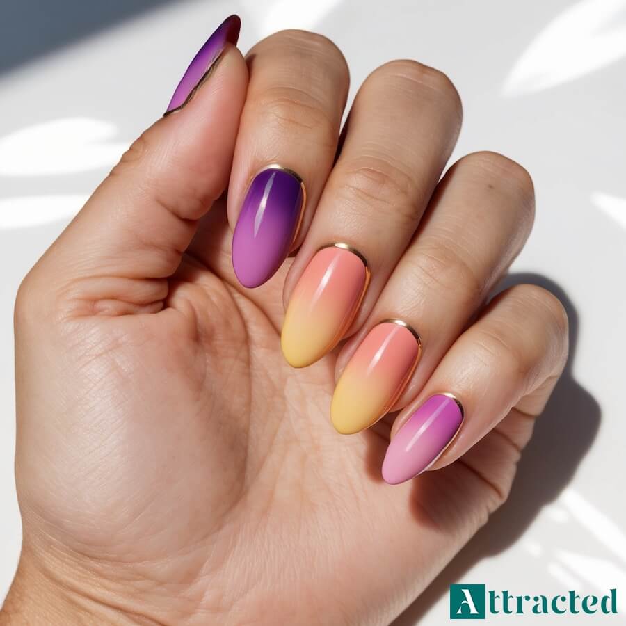 Paznokcie na lato w stylu zachodzącego słońca