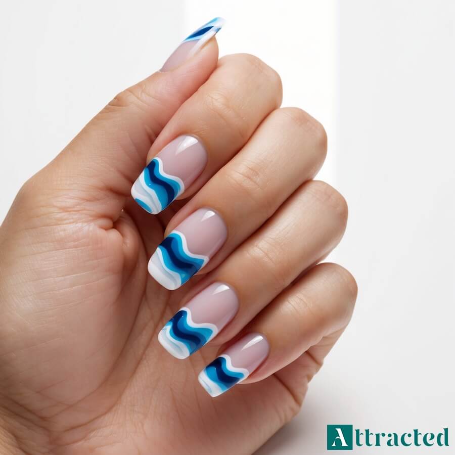 Paznokcie na lato z efektem fal morskich