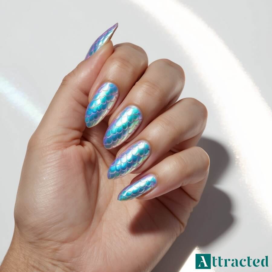Paznokcie na lato z motywem syrenki