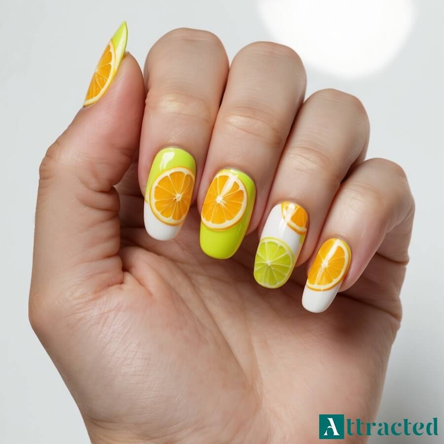 Paznokcie na lato z owocowymi motywami