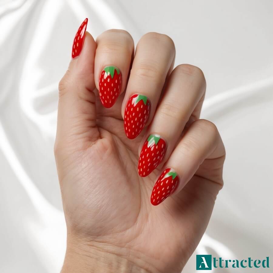 Paznokcie na lato z truskawkami