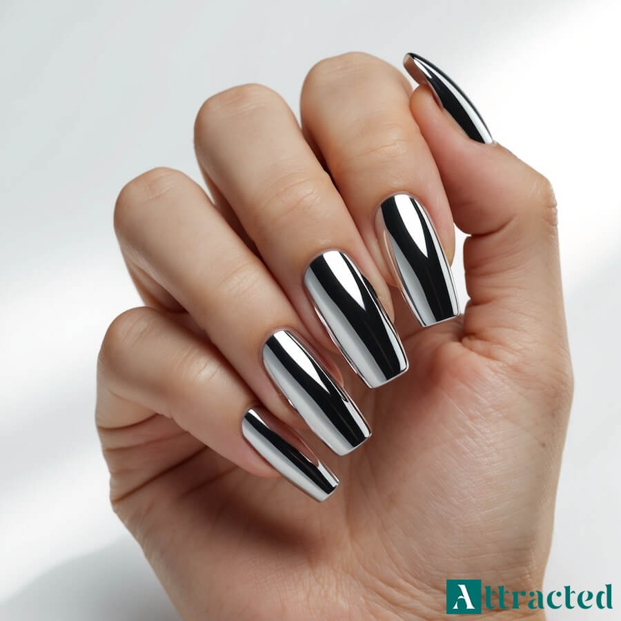 Paznokcie na marzec w chromowym połysku