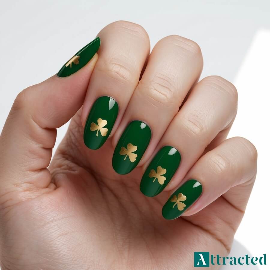 Paznokcie na marzec w stylu koniczynki