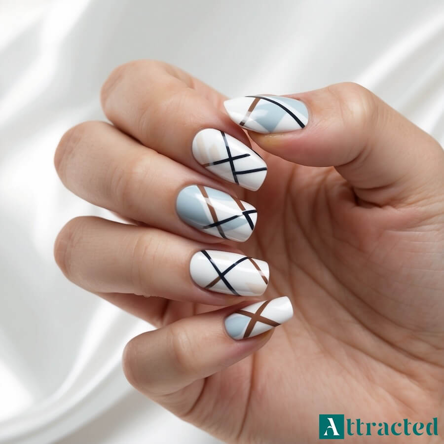 Paznokcie zimowe z abstrakcyjnymi wzorami