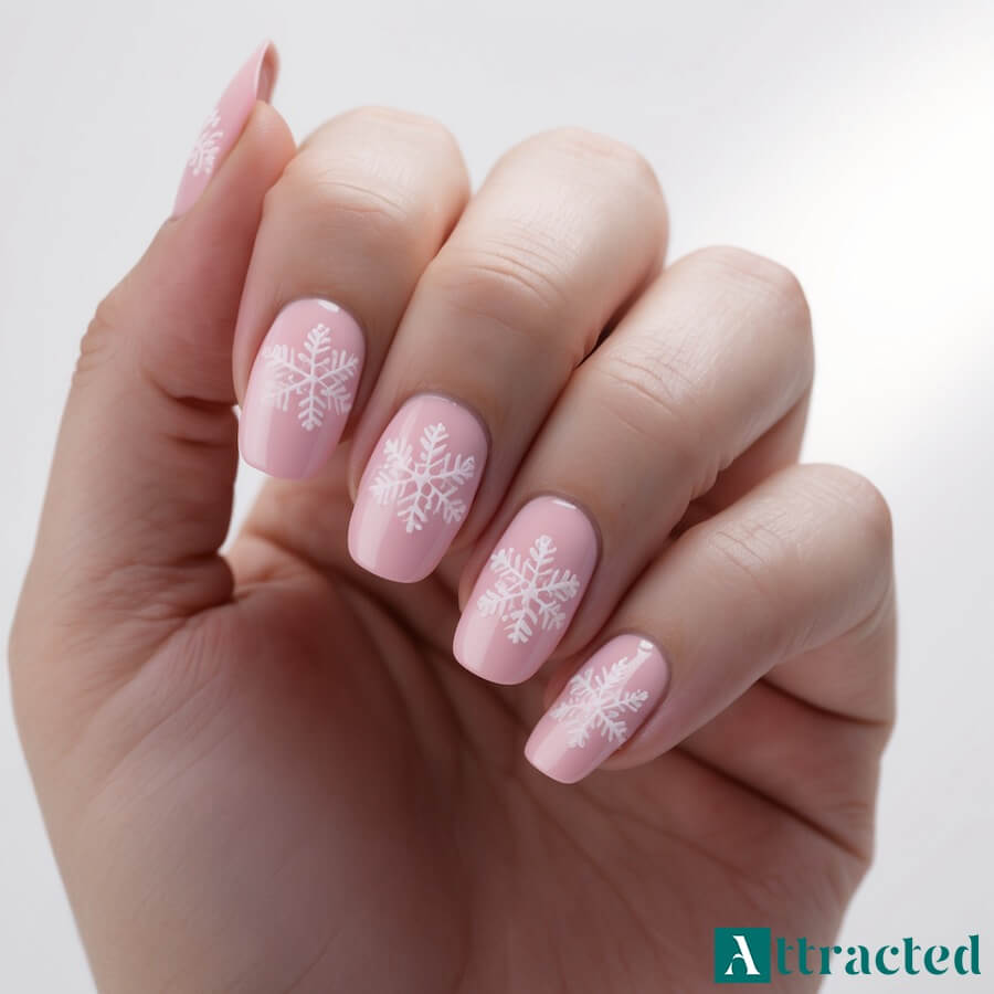 Paznokcie zimowe z płatkami śniegu
