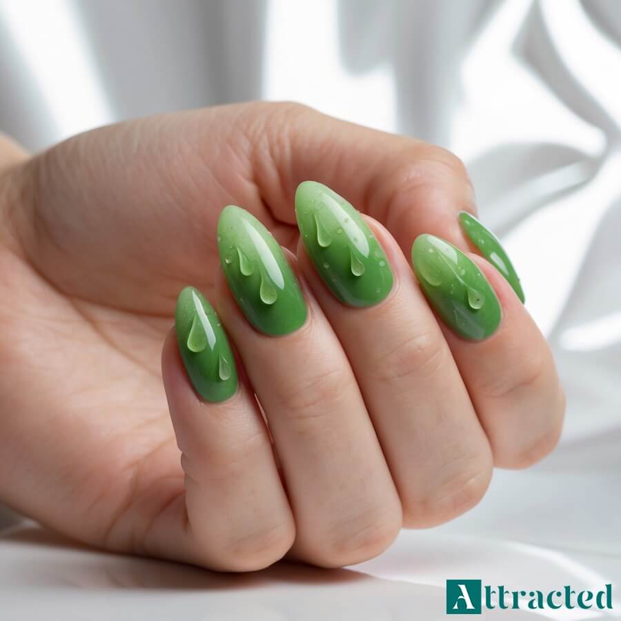 Wiosenne paznokcie z kropelkami rosy