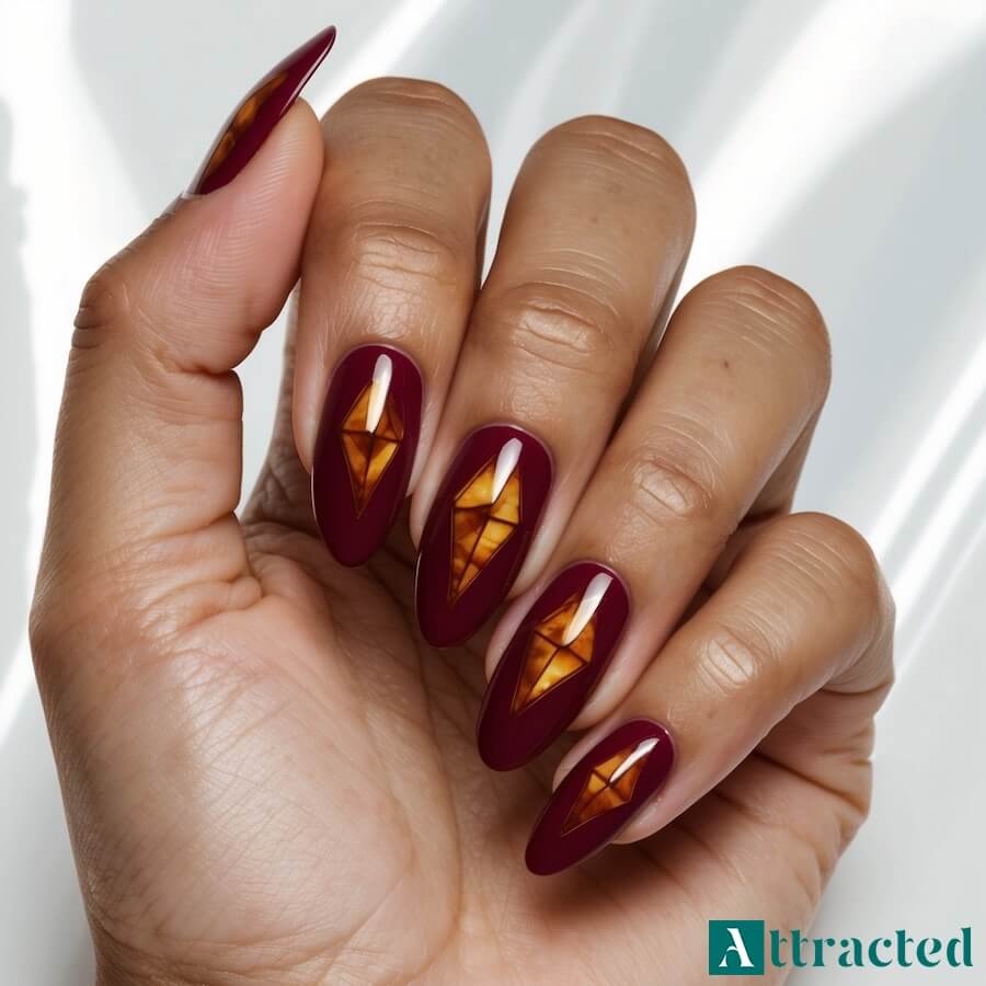 Bursztynowe żyłki na czerwieni