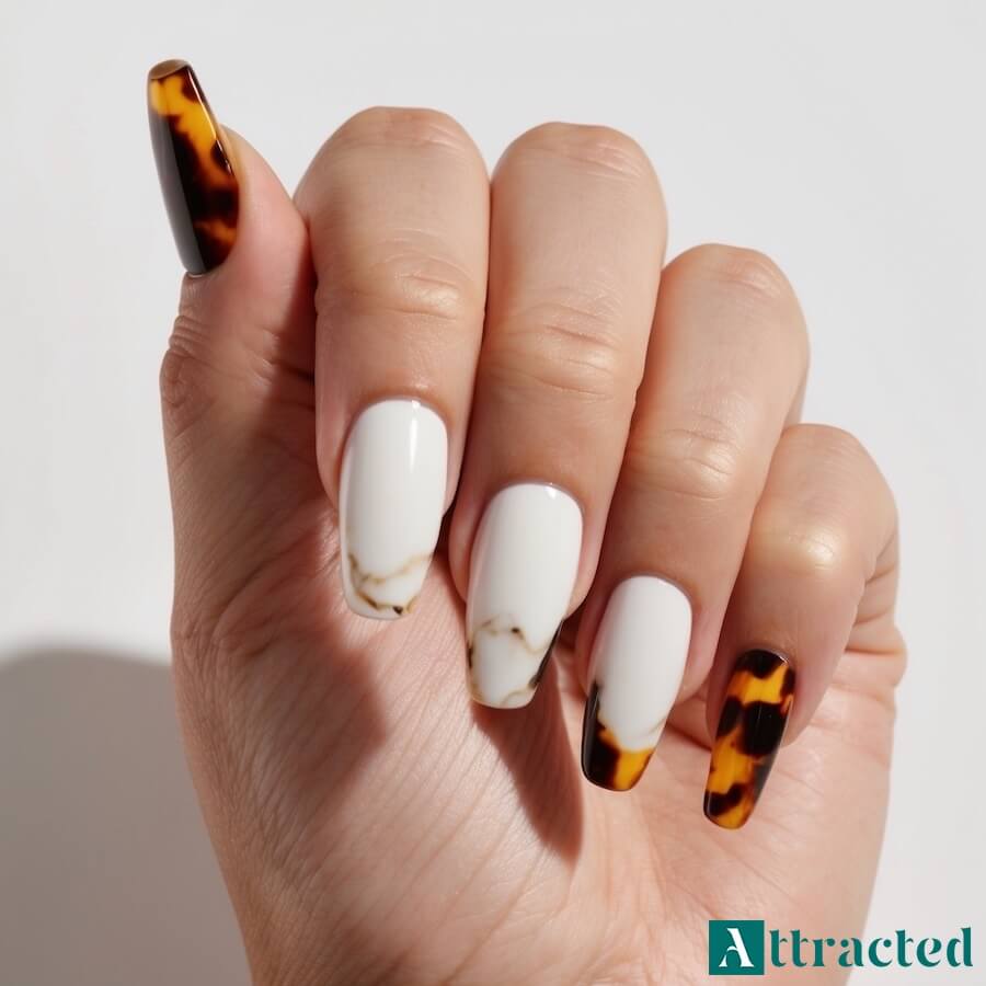 Francuskie tipsy w stylu tortoiseshell