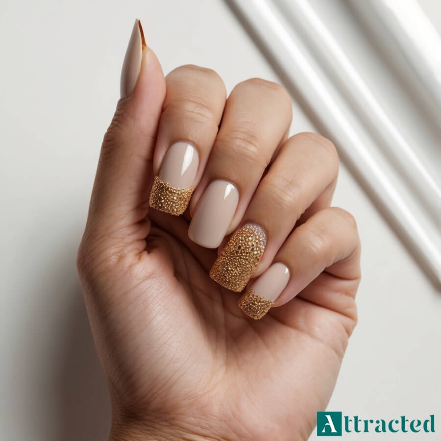 Francuskie tipsy ze złotego swetra