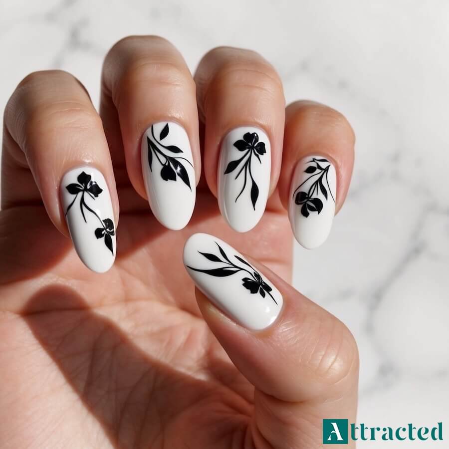 Kontrast czarno-biały z floralnymi motywami
