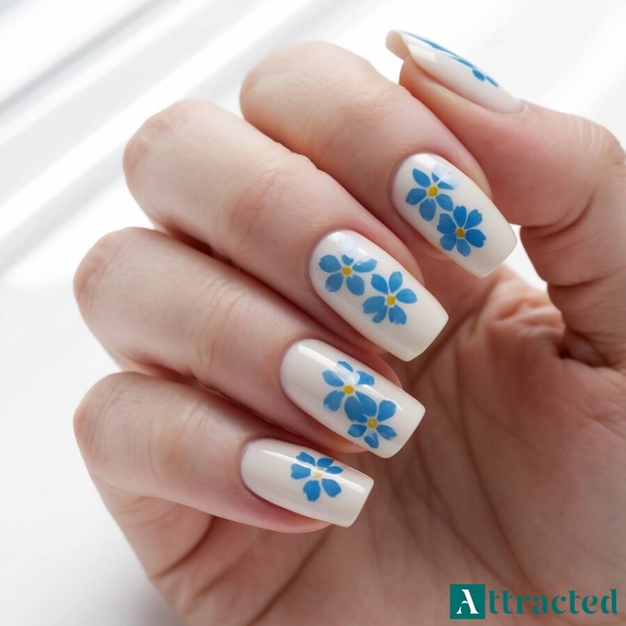 Niezapominajki na paznokciach