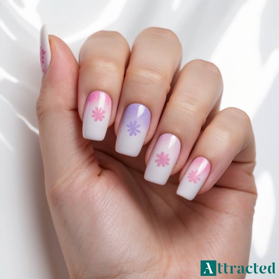 Pastelowe kwiaty z gradientem różu i lawendy