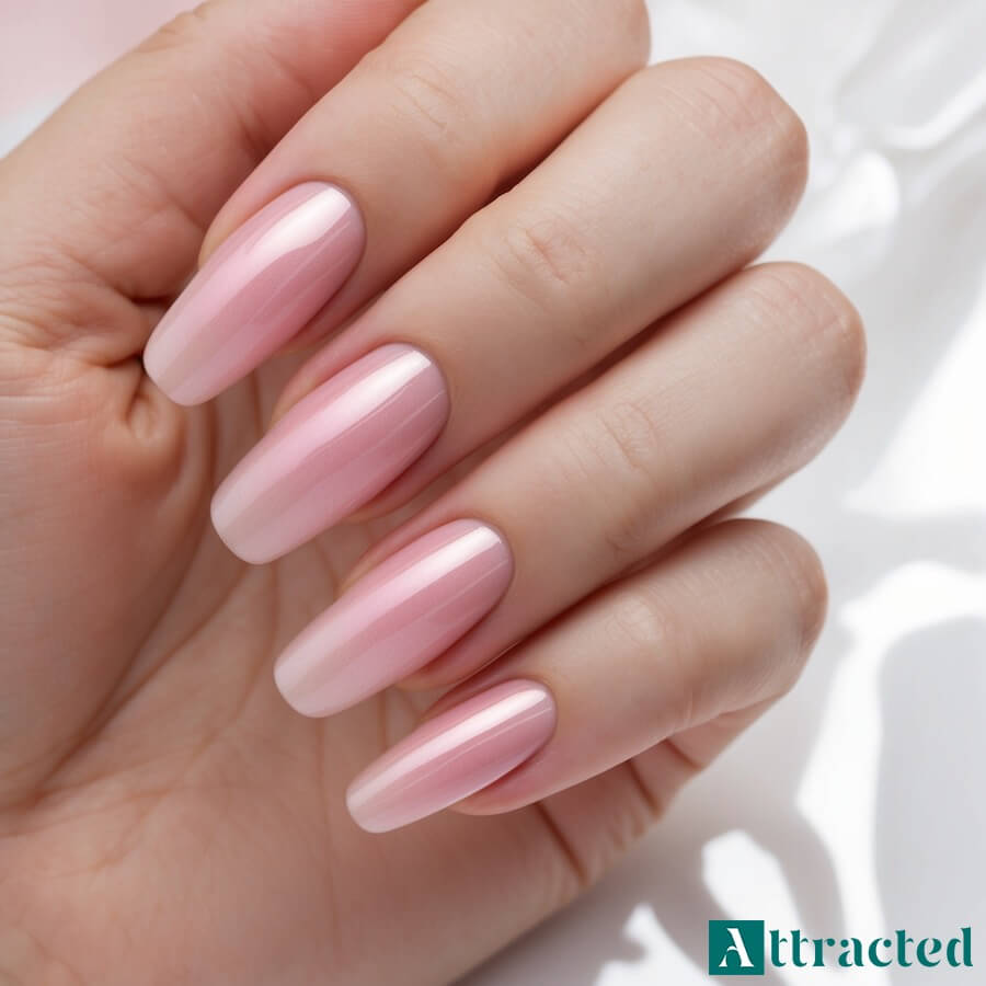 Różowe półprzezroczyste paznokcie nude