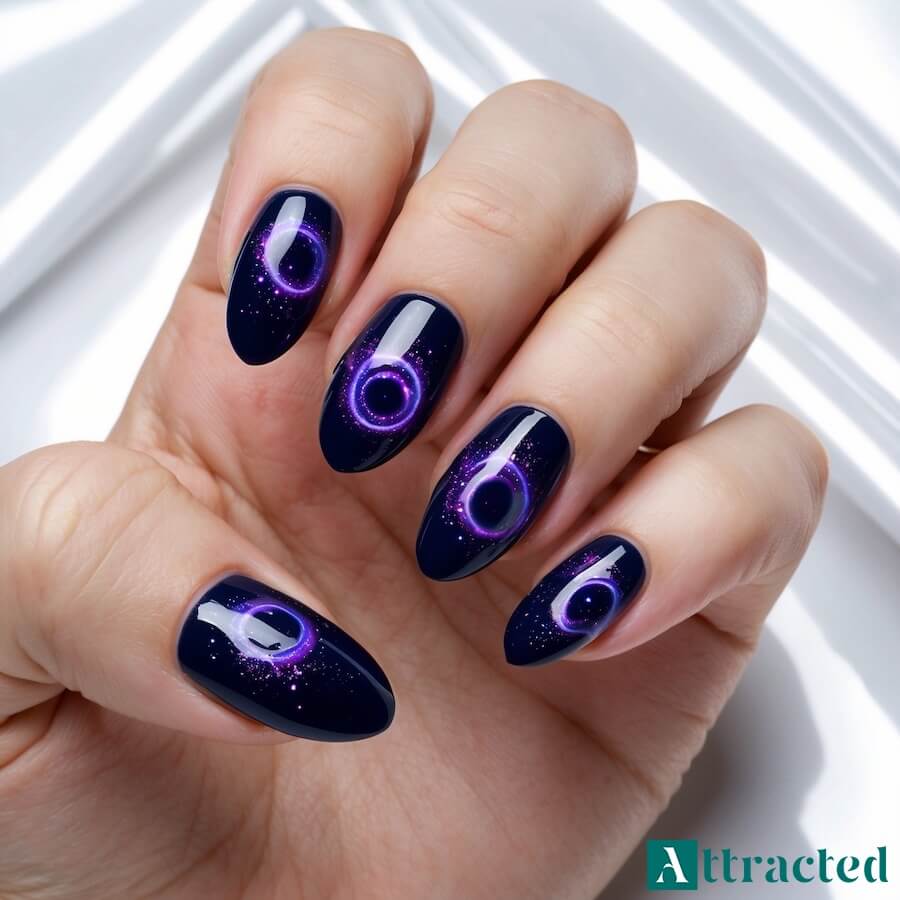 Paznokcie z galaktycznym błyskiem