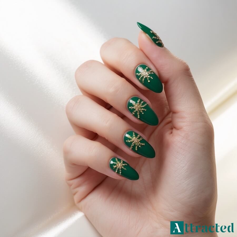 Złote centra kwiatów na szmaragdowej bazie