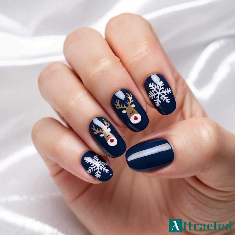 Błyszczący renifer z akcentami płatków śniegu