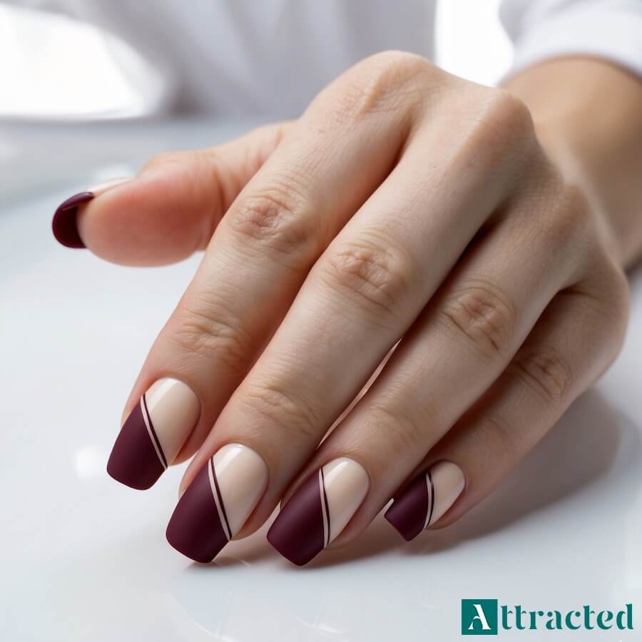 Burgundowe matowe końcówki w kontrastowym kolorze