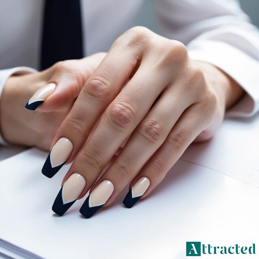 Granatowe matowe końcówki w kontrastowym kolorze