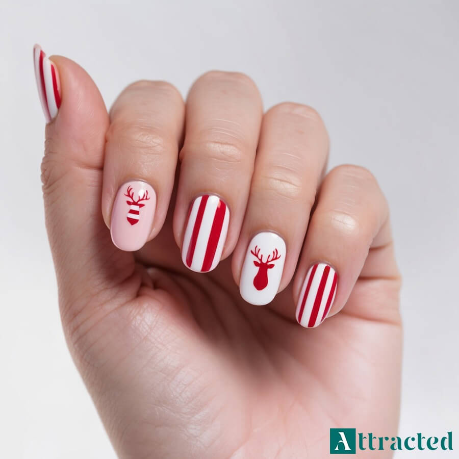 Kompozycja z reniferem i cukrową laską