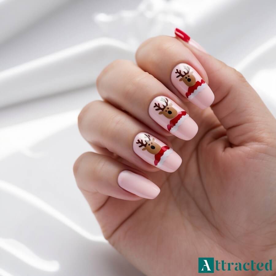 Kreskówkowy renifer z czapką Mikołaja