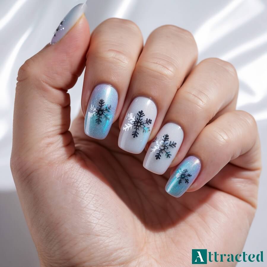 Lodowy efekt z holograficznym połyskiem