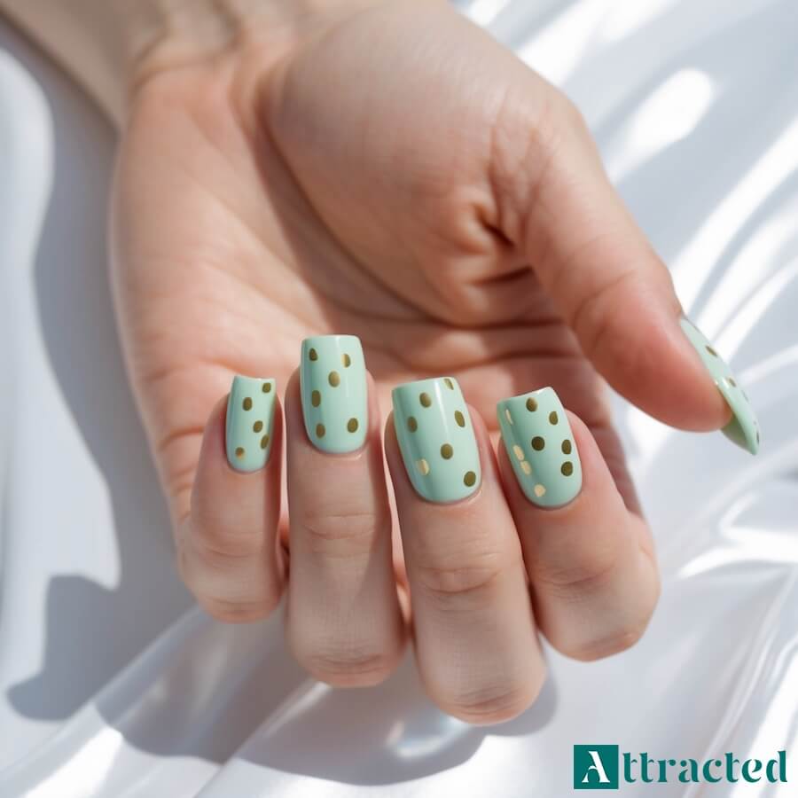 Miętowa baza ze złotymi kropkami