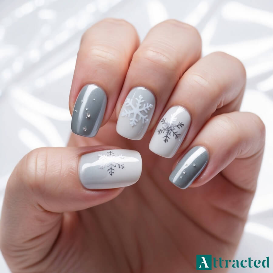 Minimalistyczne płatki na szaro-białym tle