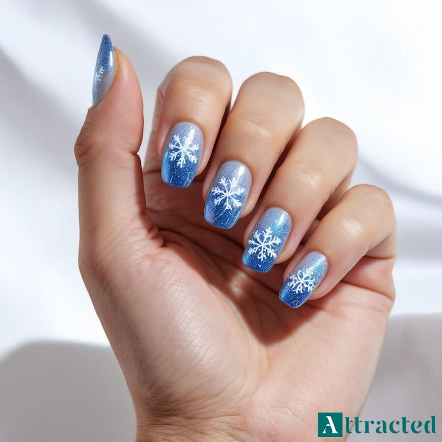 Niebieski gradient inspirowany lodowcami z śnieżynkami