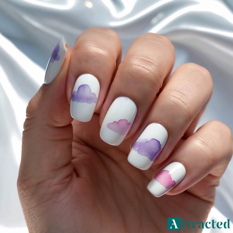 Jasna baza z akwarelowymi chmurkami