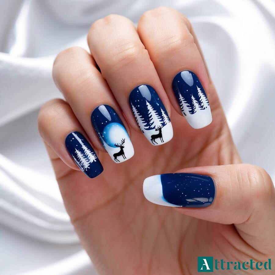 Renifer w księżycowej poświacie lasu