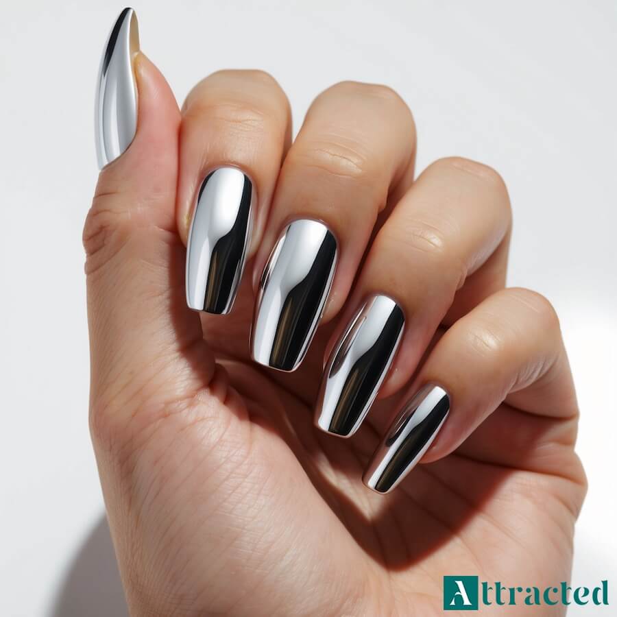 Chromowane paznokcie i metaliczne wykończenia