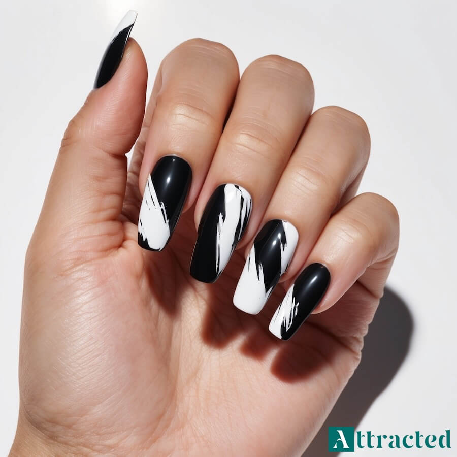 Czarno-białe paznokcie kontrastowe