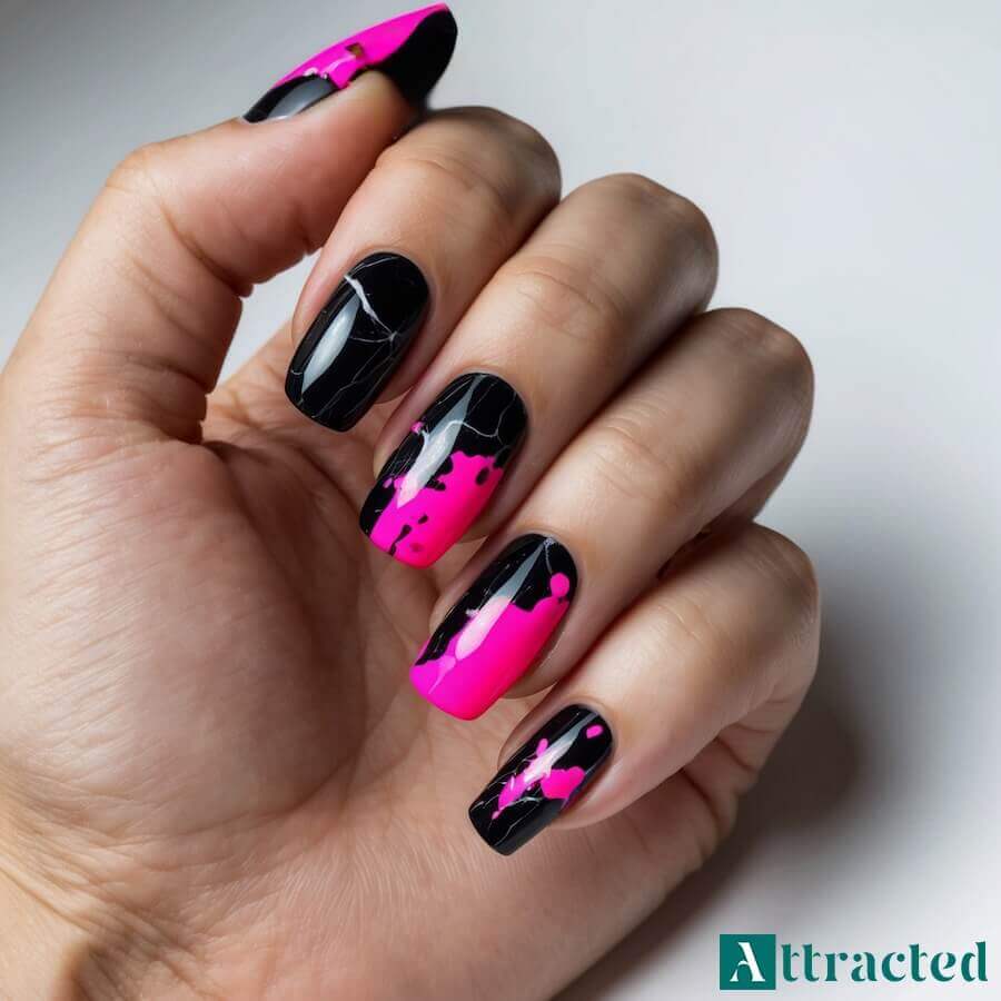 Czarny marmur z różowymi akcentami