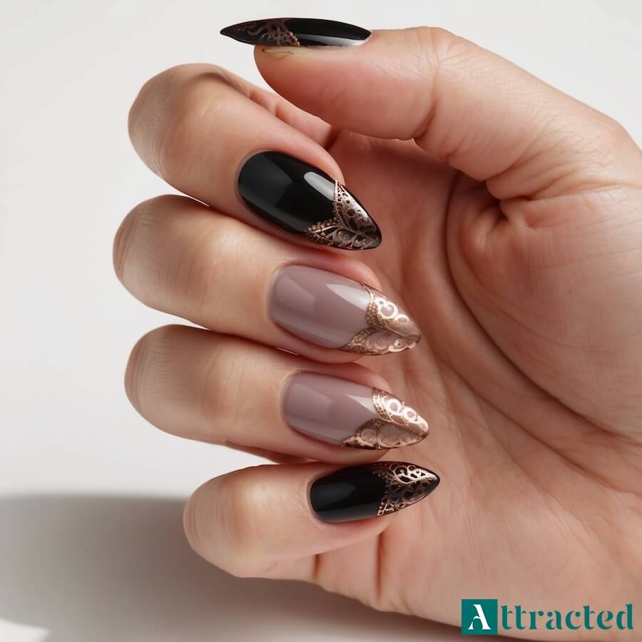 Eleganckie francuskie tipsy w czerni