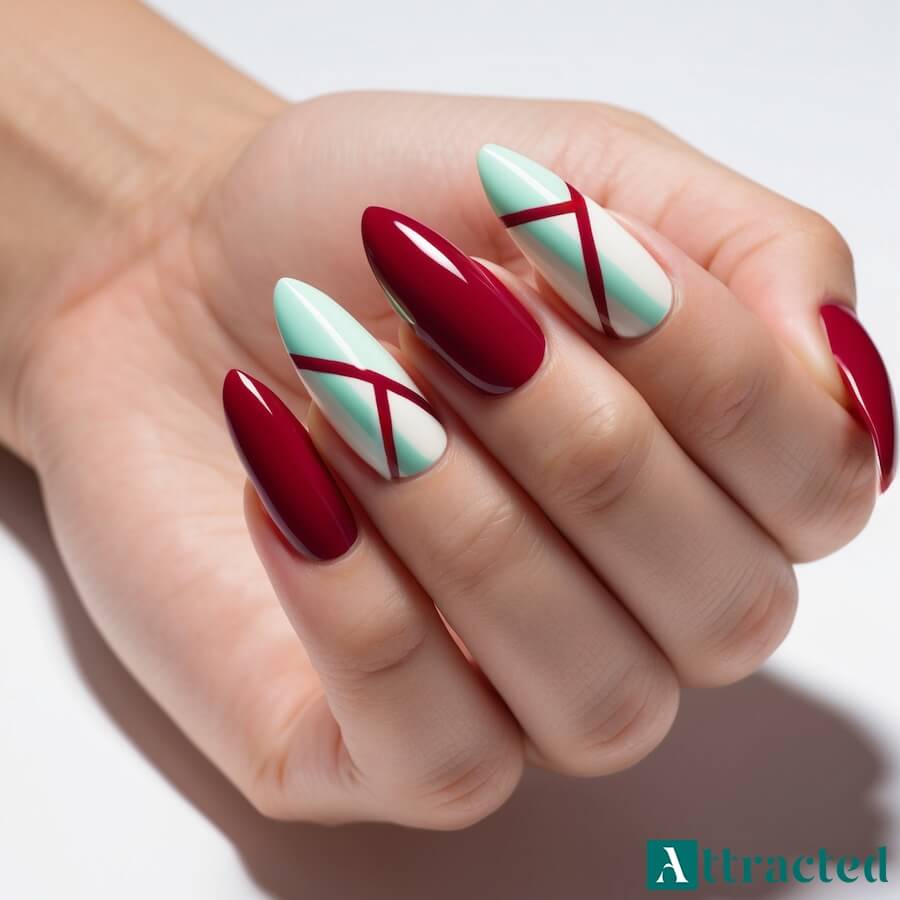 Czerwona geometria i miętowa abstrakcja