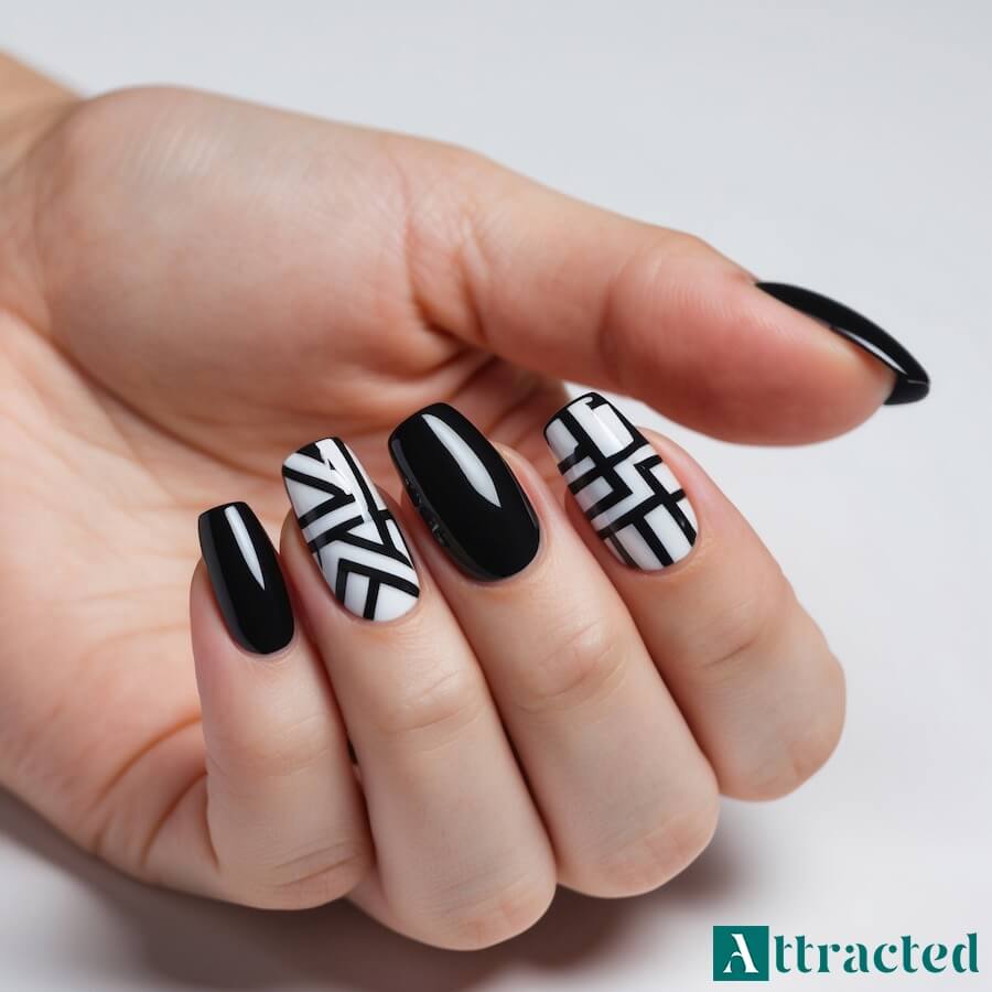 Geometryczne i abstrakcyjne wzory na paznokciach