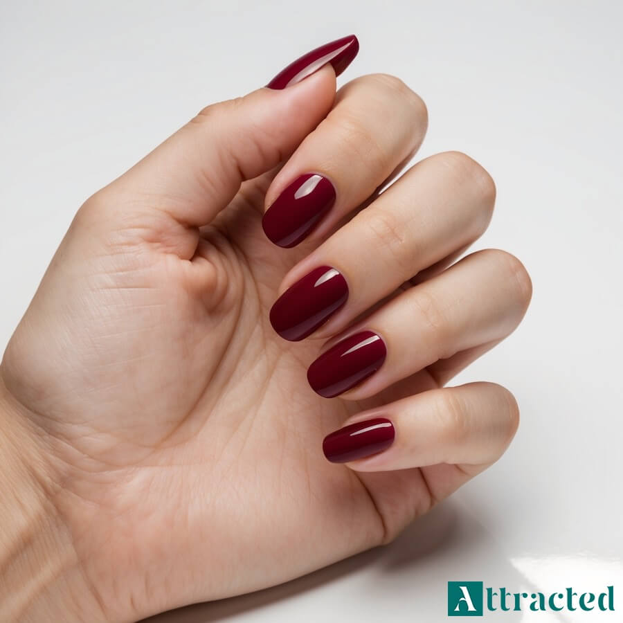 Burgundowe ciemne czerwone paznokcie
