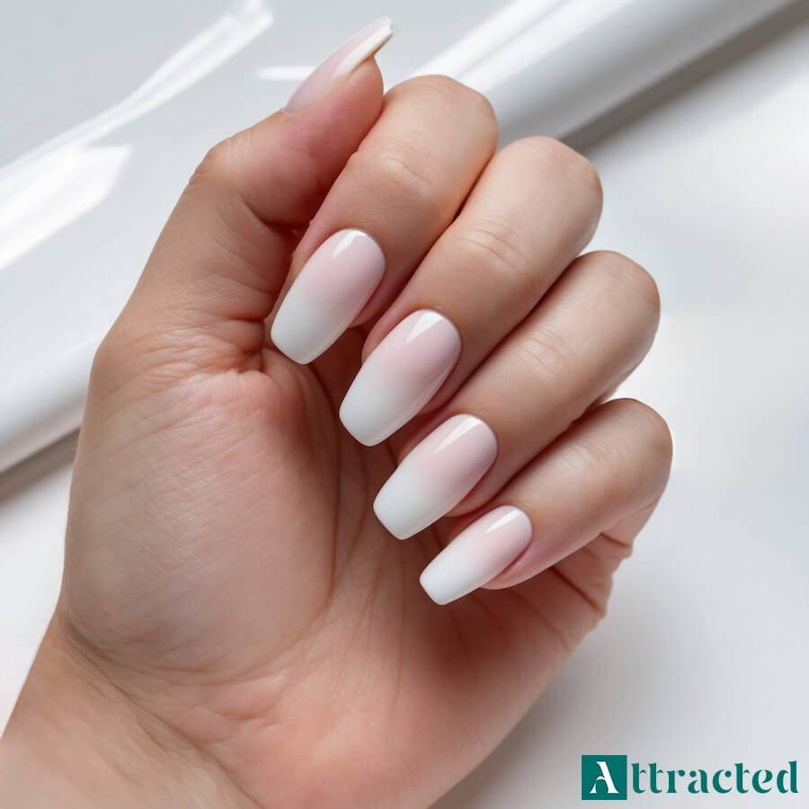 Klasyczne baby boomer manicure na paznokciach